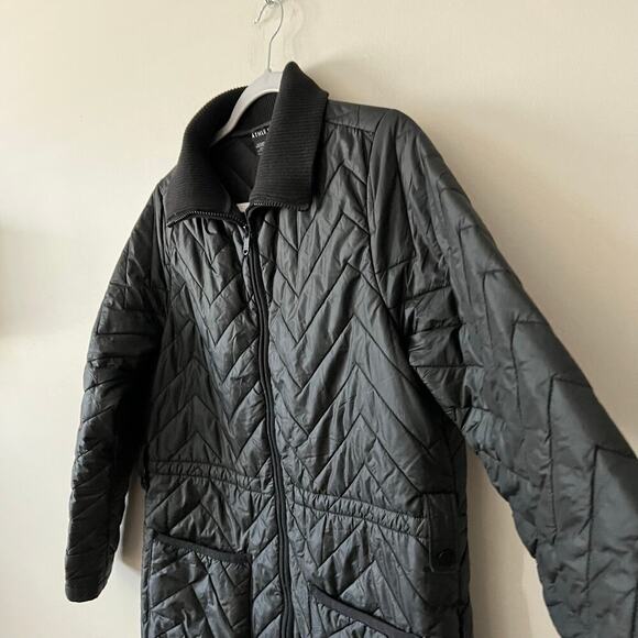 Athleta Jacket Womens Small Black Quilted Mendocino Coat Full Zip Outdoor Winter - Picture 9 of 12